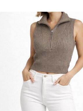 Half Zip Sweater Vest Cropped Medium